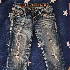 Rock Revival Faded Blue Distressed Jeans